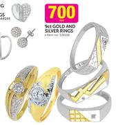 9ct Gold and Silver Rings-Each