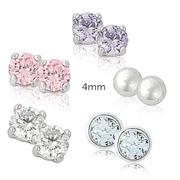 4mm Sterling Silver Earrings-Per Pair