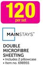 Mainstays Double Microfibre Sheeting-Per Set