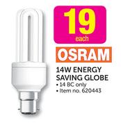 Osram 14W Energy Saving Globe