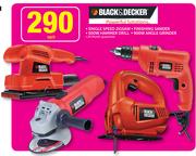 Black & Decker Single Speed Jigsaw/Finishing Sander/500W Hammer Drill/900W Angle Grinder-Each