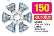 Eurolux 6 Pack 50W Halogen Lamps GU10/MR16