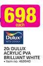 Dulux 20Ltr Acrylic PVA Brilliant White