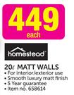 Homestead 20Ltr Matt Walls