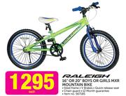 Raleigh 16" or 20" Boys or Girls MXR Mountain Bike-Each