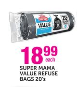 Super Mama Value Refuse Bags-20's Pack