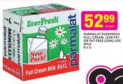 Parmalat Everfresh Full Cream, Low Fat Or Fat Free Long Life Milk-6x1L Per Pack