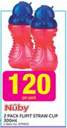 Nuby 2 Pack Flipit Straw Cup-300ml Per Pack