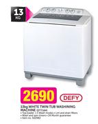 Defy 13kg White Twin Tub Washing Machine DTT164