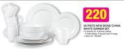 16 Piece New Bone China White Dinner Set