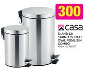 Casa 3L And 12L Stainless Steel Oval Pedal Bin Combo