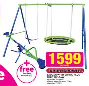 Sports Power Saucer With Swing Plus Free See Saw-Per Bundle