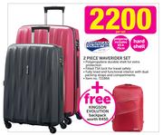 American Tourister 2 Piece Waverider Set Plus Free Kingson Evolution Backpack-Per Set