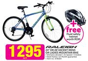 Raleigh 24" Or 26" Ascent Mens Or Ladies Mountain Bike-Each