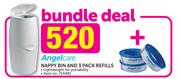 Angelcare Nappy Bin And 3 Pack Refills