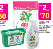 Ariel Auto Liquid Detergent-1.5Ltr,Capsules-14's Or Auto Washing Powder-2 x 2Kg