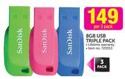 Sandisk 8GB USB Triple Pack-3 Pack