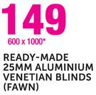 Ready-Made 25mm Aluminium Venetian Blinds Fawn 600x1000mm