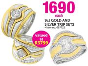 9ct Gold And Silver Trip Sets-Each