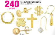 JCSA 9ct Gold Earrings-Per Pair
