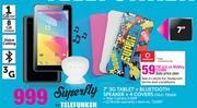 Telefunken 7" 3G Tablet + Bluetooth Speaker + 4 Covers(Telc-73GIQ)-On My Meg 250MB Data Price Plan