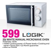 Logik 20Ltr White Manual Microwave Oven P70H20L-SEW