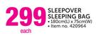 Sleepover Sleeping Bag-180cm(L) x 75cm(W) Each