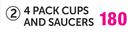 4 Pack Cups and Saucers-Per Pack