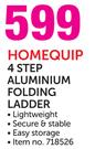 Homequip 4 Step Aluminium Folding Ladder