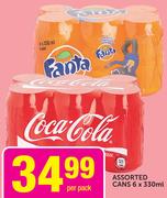 Fanta, Coca-Cola Cans Assorted-6x330ml Per Pack