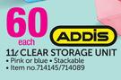 Addis 11L Clear Storage Unit-Each