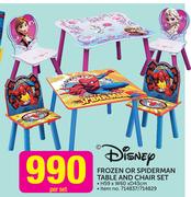 Disney Frozen Spiderman Table And Chair Set-Per Set