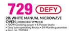 Defy 20Ltr White Manual Microwave Oven MDMO367 WM203