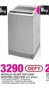 Defy 8kg Metallic Silver Top Load Washing Machine WTL 8019M