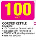 Logik 1.7Ltr Corded Kettle LAJ 200A