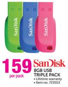 SanDisk 8GB USB Triple Pack-Per Pack