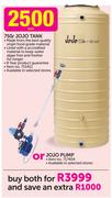 Jojo Slimline 750L Jojo Tank Plus Jojo Pump