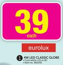 Eurolux 4W LED Classic Globe-Each