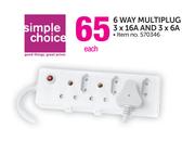 Simple Choice 6 Way Multiplug 3 x 16A and 3 x 16A-Each