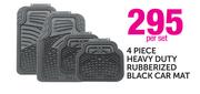 4 Piece Heavy Duty Rubberized Black Car Mat-Per Set