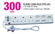 Power 220 8 Way USB Multiplug-Each