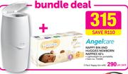 AngelCare Nappy Bin And Huggies Newborn Nappies 42's Pack