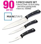 Mainstays 3 Piece Knife Set-Per Set