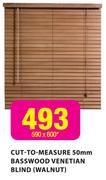 Cut-To-Measure Decorland 50mm Basswood Venetian Blind(Walnut) 590x600mm