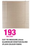 Cut-To-Measure Decorland 25mm Aluminium Venetian Blind(Plain Colour Fawn) 590x600mm