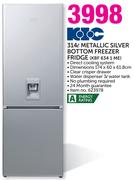 KIC 314L Metallic Silver Bottom Freezer Fridge KBF 634 1 ME