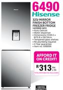 Hisense 323L Mirror Finish Bottom Freezer Fridge 420BMI WD