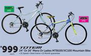 Totem 24" Or 26" Mens Or Ladies MTB100/XC100 Mountain Bike-Each