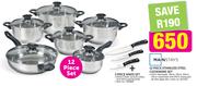 Mainstays 12 Piece Stainless Steel Cookware Set+ 3 Piece Knife Set