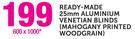 Ready-Made 25mm Aluminium Venetian Blinds(Mahogany Printed Woodgrain) 600x1000mm